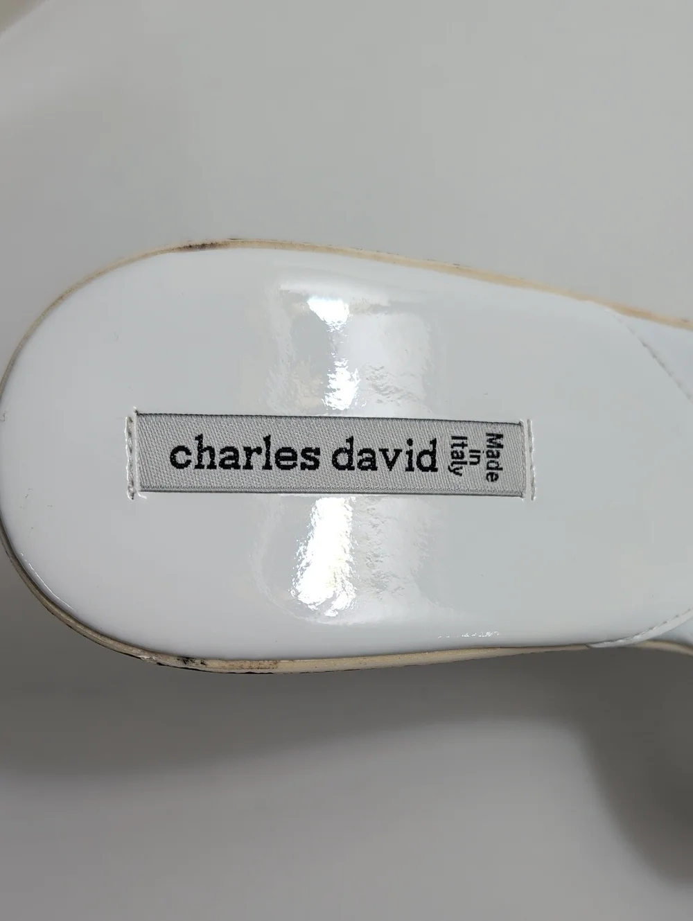 Charles David White Italian Leather Wedge Heels Size 10